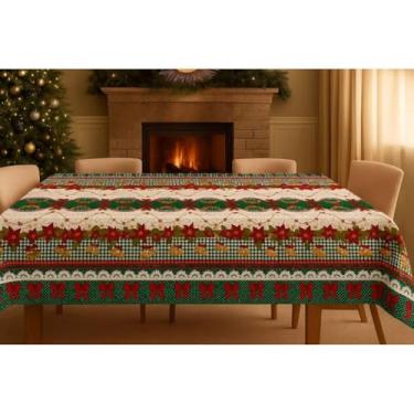 Imagem de Toalha de Mesa Natalina Estampada Decorativa Mesa Posta Festa Natal Reforçada (Sino verde,3,20x1,40)