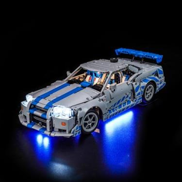 Imagem de BrickBling Light Kit Compatible with Lego Technic 2 Fast 2 Furious Nissan Skyline GT-R (R34) Car, Blue Underglow Lights Compatible with Lego 42210 - Not Come with Car (Classic Version)