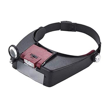 Imagem de uhyOHF Lupas, lupa de cabeça iluminada, fone de ouvido com luz de LED, lupa, cabeça, lupa, viseira mãos-livres para reparos de relógios, leitura, passatempo, artesanato, costura, 1,5 (