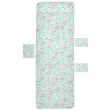 Imagem de STAYTOP Capa de toalha de espreguiçadeira de estilo fresco com fragmentos florais, capa macia para espreguiçadeira, capas de cadeira de praia com bolsos para jardim, pátio, pátio, banhos de sol