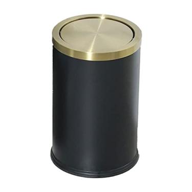 Imagem de Lixeira de cozinha de aço inoxidável 9L com tampa giratória, acabamento dourado, lixeira elegante para casa, banheiro, vaso sanitário, pequeno recipiente de lixo para sala de estar (cauda preta