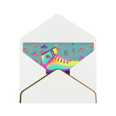 Imagem de Patins coloridos impressos cartões comemorativos para todas as ocasiões, convites de festa de aniversário de casamento, 12,7 x 15,2 cm