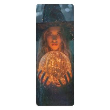 Imagem de Burbuja Tapete de ioga com bola mágica de Halloween para treino em casa, tapete de treino antiderrapante dobrável ecológico para exercícios de pilates, 188 x 66 cm