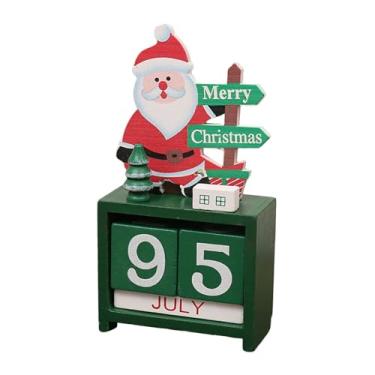 Imagem de UGPLM Calendário do Advento de Madeira com Contagem Regressiva, Calendário Perpétuo de Natal, Enfeite de Mesa para Quarto e Sala de Estar, Style G