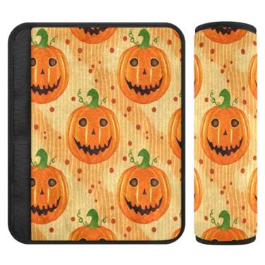 Imagem de Burbuja Capa para cinto de segurança de carro Jack O Lantern Pumpkins Protetor de cinto de segurança de carro macio confortável para alça de ombro de assento, 1 par médio
