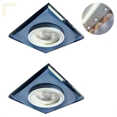 Imagem de Kit 2 Spot Cristal Embutir Espelhado Preto Quadrado Sala - Acende A Lu