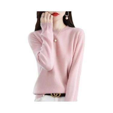 Imagem de Suéter Feminino De Tricô Com Gola Redonda, Quente E Casual, Moda Corea