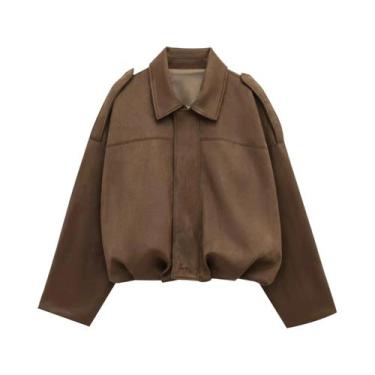 Imagem de Jaqueta Vintage De Inverno Com Textura De Camurça Solta Para Mulheres,