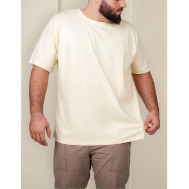 Imagem de Camiseta Plus Size Masculina Básica G4 G5 100% Algodão - Lishoope, Off