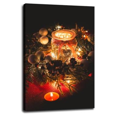 Imagem de Candles Canvas Prints Christmas Central Poster Wall Art For Home 1 peça Decorações com moldura 30.4 cm x 20.3 cm
