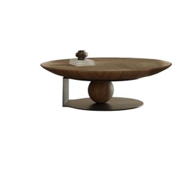 Imagem de Mesa de centro mesa de centro madeira maciça moderna simples cor nogueira quarto casa sala de estar mesa redonda mesa de centro mesa de quarto (80 * 80 * 35 cm)