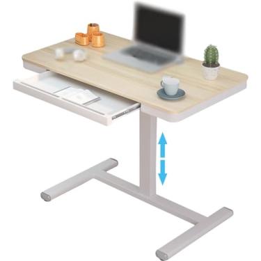 Imagem de Mesa de pé sobre a cama, altura ajustável, mesa de computador doméstico com gaveta, mesa de estudo ajustável em altura, mesa de elevação manual, para escritório (cor: A, tamanho: 80 * 50 * 70-102 cm)