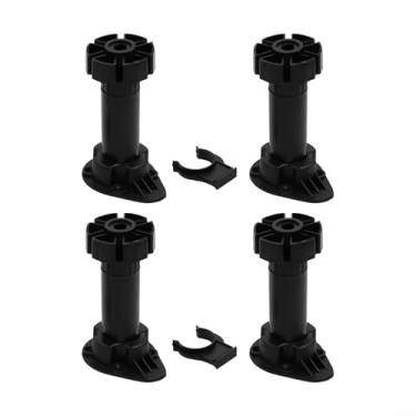 Imagem de Conjunto ajustável para armário sofá mesa plástico ABS preto pacote com 4 opções de altura antiderrapante 80 mm 100 mm 120 mm fácil instalação estabilidade projetos DIY (10 cm)