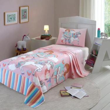 Imagem de Jogo De Cama 3 Peças Dohler 100% Algodão Unicornio