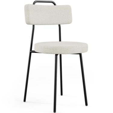 Imagem de Cadeira Decorativa Estofada Para Sala De Jantar Barcelona L02 Linho Champagne - Lyam