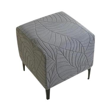 Imagem de Capa Elástica Jacquard De Cor Sólida Para Puff Quadrado, Antiderrapant