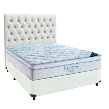 Imagem de Cama Box Branco Com Colchão Casal Freedom Ortobom Com Cabeceira