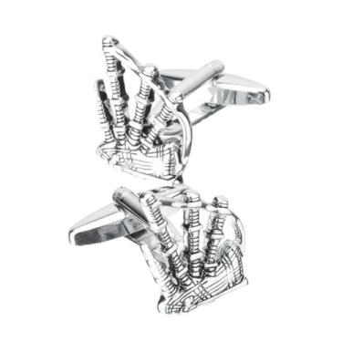 Imagem de Gaitas de foles metálicas Cuff Links para homens em latão e aço branco