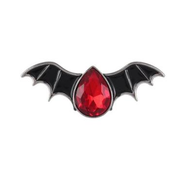 Imagem de Alfinetes de broche estilo morcego gótico com cristal vermelho para bl