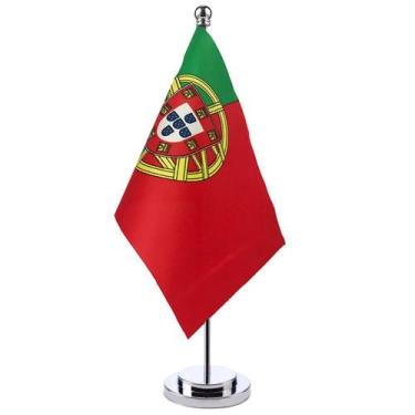 Imagem de Bandeira de mesa Portugal 14x21 cm em poliéster com suporte - yiweisai