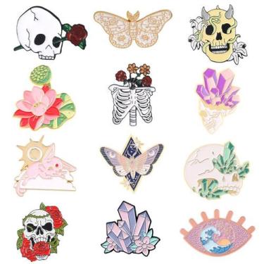 Imagem de Alfinetes de broche Creative Skull and Nature Series Alloy Lapel P - Y