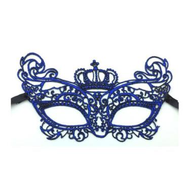 Imagem de Máscara Crown Lace Cosplay Party azul Half Face Halloween - yiweisai