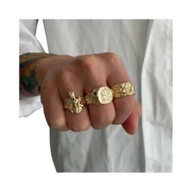Imagem de Conjunto De Anéis Abertos Ajustáveis Masculinos Com Design Robusto De 