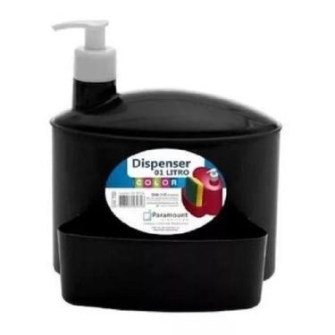 Imagem de Dispenser Porta Detergente E Esponja 1L Preto / Branco - Paramount, Pr
