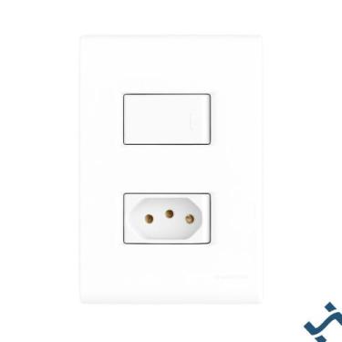 Imagem de Conjunto 4x2 com 1 Interruptor Simples 10 A 250 V e 1 Tomada 2P+T 10 A