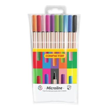 Imagem de Caneta Microline 0.4 Mm Estojo C/ 10 Cores - Compactor