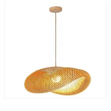 Imagem de Pendente em Fibra Natural Bambu Artesanal Borneu 60cm 1L E27 - GMH TRA