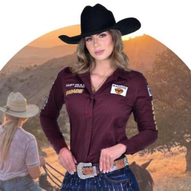 Imagem de Camisa Country Competição Feminina Manga Longa Radade Brands Bordô Ref