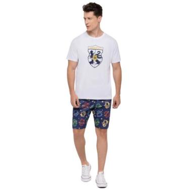 Imagem de Pijama Adulto Masculino Harry Potter Veggi Curto Licenciado, Branco, G
