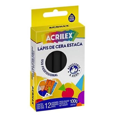 Imagem de Lápis de Cera Estaca PRETO - 12 Unidades ACRILEX - 091100520