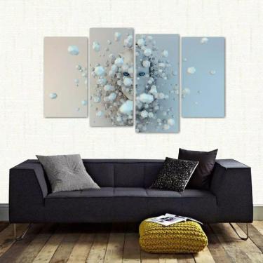 Imagem de Quadro Abstrato Artístico Moderno Sala Em Tecido 4 Peças