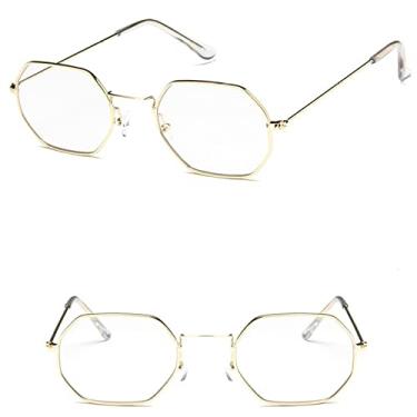 Imagem de Óculos de sol de metal poligonal feminino retrô armação pequena óculos de sol feminino óculos de sol para homens lente oceano gafas de sol, 9, china