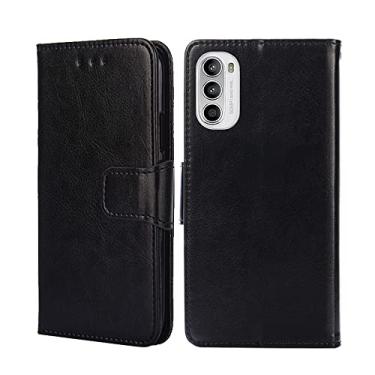Imagem de YUNCHAO Caixa de telefone Para Motorola Moto G52 4G/G82 5G Caixa de telefone de couro de textura de cristal capa para celular