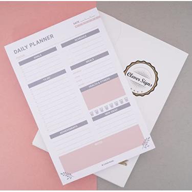 Imagem de CLEVER SIGNS Agenda diária de design de negócios, 100 folhas não datadas 22,86 x 15,24 cm, bloco de notas diário para fazer listas, rastreador de hábito, planejador de estudos, planejador de admissão de água, agendas, organizador