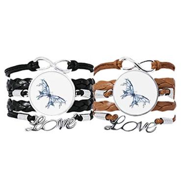 Imagem de DIYthinker Bracelete de borboleta azul Art Déco presente moda pulseira de mão pulseira de corda de couro conjunto duplo presente, Não se candidatar