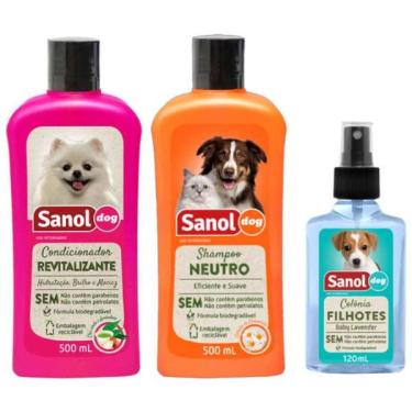 Imagem de Kit Sanol Dog Shampoo, Condicionador e Colônia para Cães e Gatos - Kit