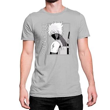 Imagem de Camiseta T-Shirt Kakashi Naruto Anime De Costas Algodão Cor:Cinza;Tamanho:M;