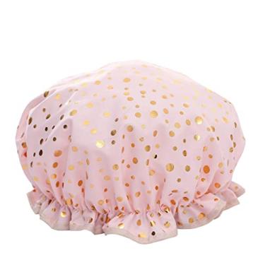 Imagem de Impressão Na Touca De Banho De Banho De Banheira Touca De Banho Com Faixa Elástica De Dupla Camada Reutilizável À Prova D'água Para Chuveiro De Salão De Spa Para Spa