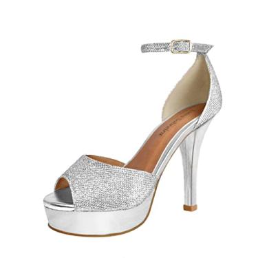 Imagem de Meia Pata Salto Alto Fino Luiza Sobreira Glitter Prata Mod. 2192