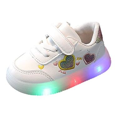 Imagem de Sapatos de bebê LED casuais sapatos infantis menino sapatos esportivos sola macia infantil tênis de menina grande (branco, 4 a 4,5 anos)