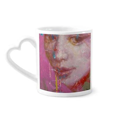 Imagem de Caneca com pintura a óleo Feise XJJ Caneca de café cerâmica copo de coração de vidro