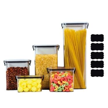 Imagem de Kit 5 Potes Tampa Hermético Porta Alimentos Mantimentos Armário Cozinha