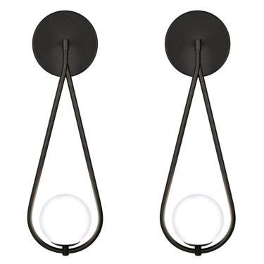 Imagem de Kit 2 Luminárias Arandela Parede Gota Globo Vidro Sala Preto