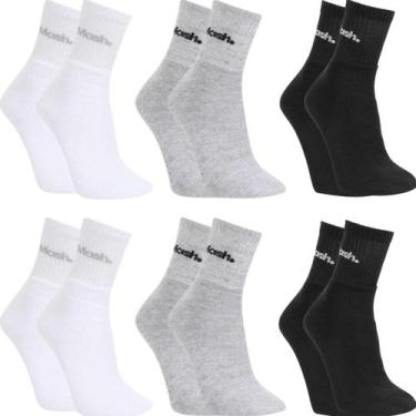 Imagem de Kit 6 Pares Meias Mash Cano Médio Curto Esportiva Academia Algodão , M