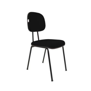 Imagem de Cadeira Fixa Secretaria Bolt - Maiart, Couro Sintetico Corano, Preto