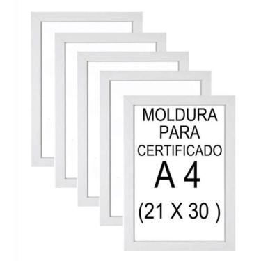 Imagem de Kit 8 Molduras A4 Certificado/ Diploma Com Vidro Cor Branca - Lgs Deco